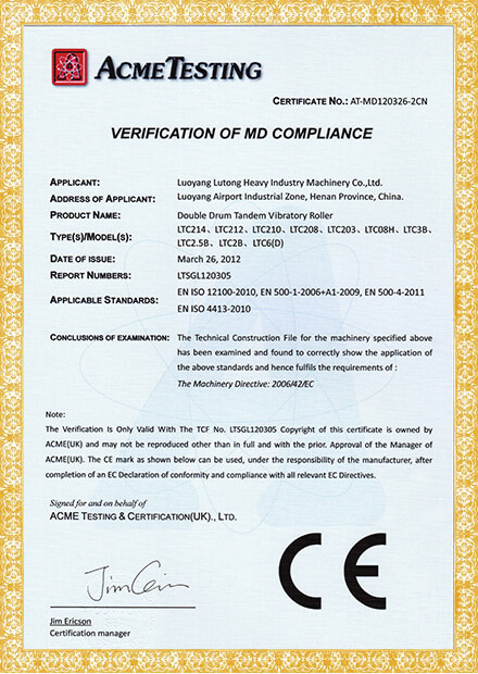 CE Certificate Double Drum tandem Vibratory Roller